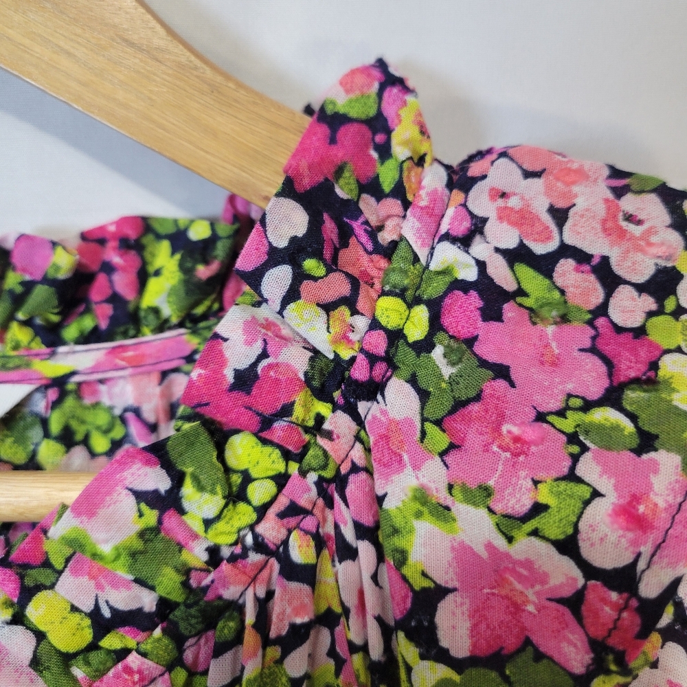 Crown & Ivy Cottagecore Grannycore Pansy Floral Ruffle Cotton Pocket Maxi Dress - Picture 4 of 10